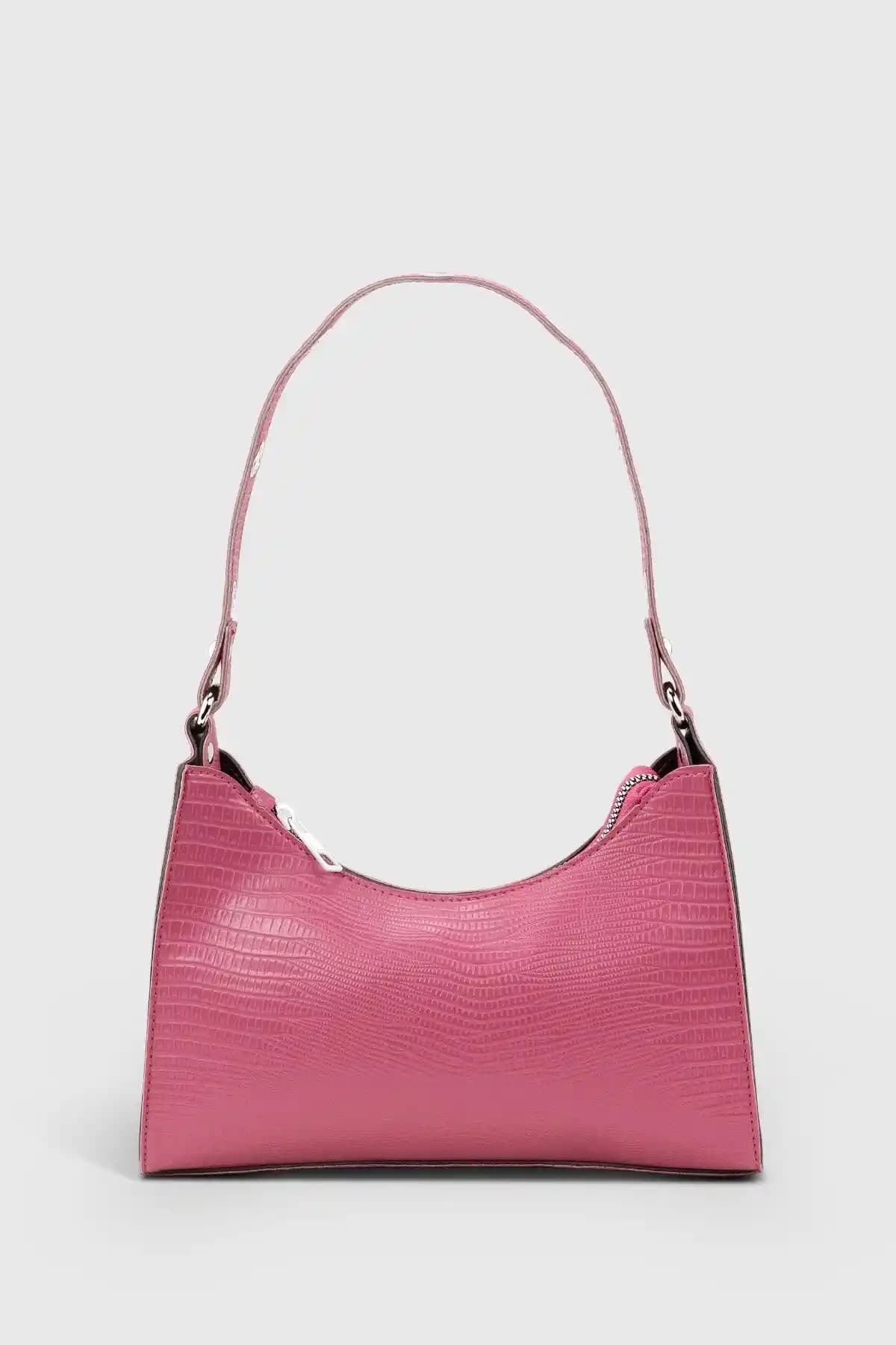 Housebags STD Kadın Pembe Baguette Çanta Günlük Kullanım İçin Şık ve Dayanıklı Tasarım