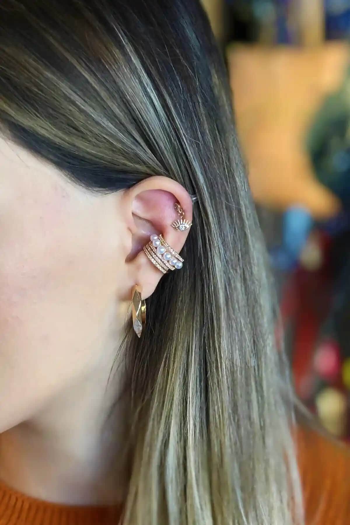 İnci Accessories Kadın Sıkıştırma Çelik Zirkon Beyaz Taşlı Küpe İnce Tasarım ve Dayanıklılık