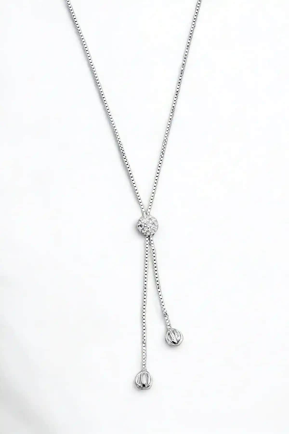 Jelux Silver Gümüş 925 Ayar Zirkon Taşlı Füzyon Toplu Y Kolye İnce Detaylar ve Modern Tasarım