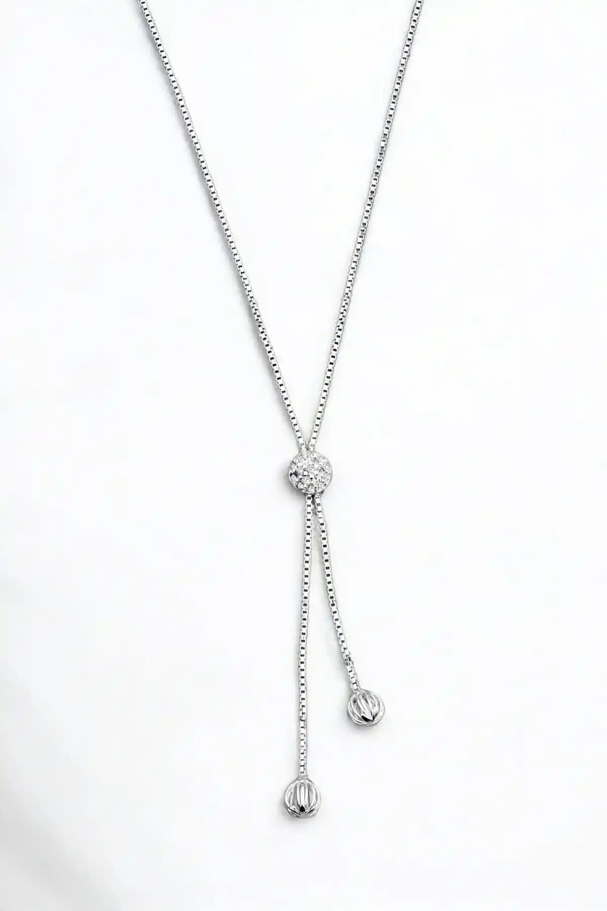 Jelux Silver Gümüş 925 Ayar Zirkon Taşlı Füzyon Toplu Y Kolye İnce Detaylar ve Modern Tasarım