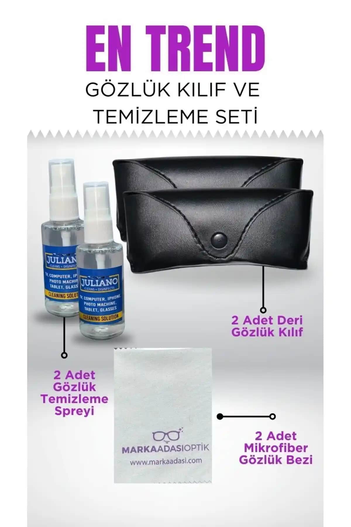Juliano 2'li Gözlük Deri Kılıfı ve Temizlik Seti Şık ve Koruyucu Tasarım