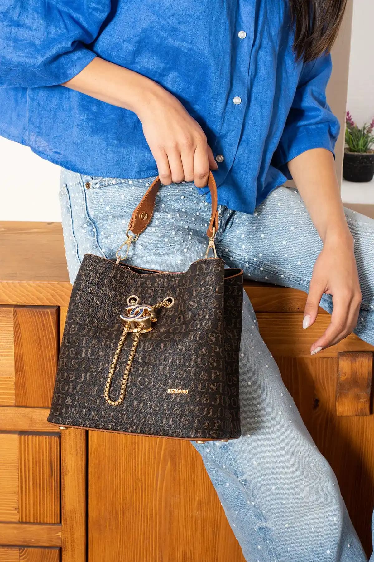 Just Polo Kahverengi Taba Kadın El ve Omuz Çantası Günlük Şıklık ve Fonksiyonellik İçin Uygun
