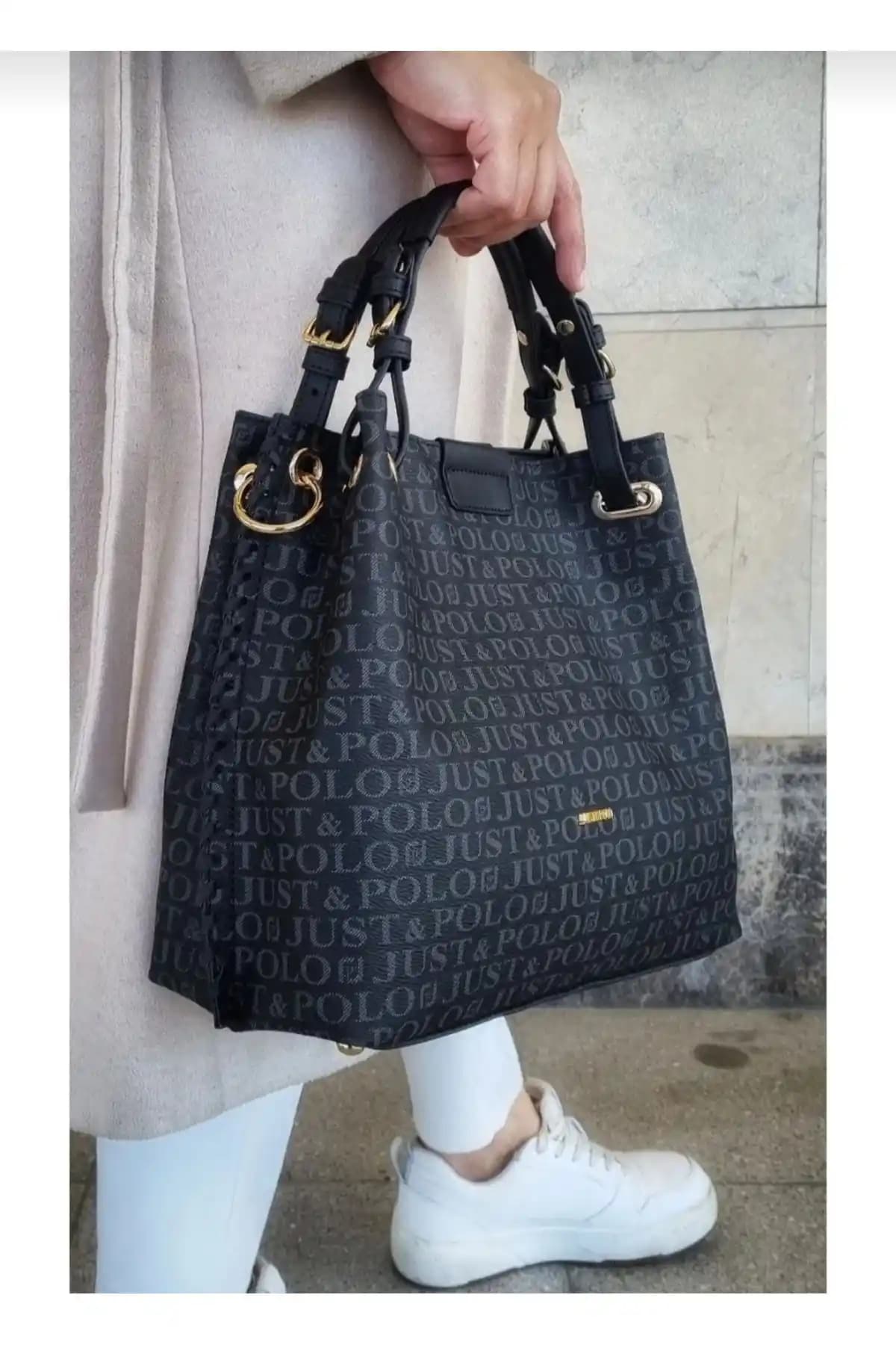 Kadınlar İçin Siyah Örgülü 5 Bölmeli El ve Omuz Çantası Günlük Şıklık ve Pratiklik Sunar