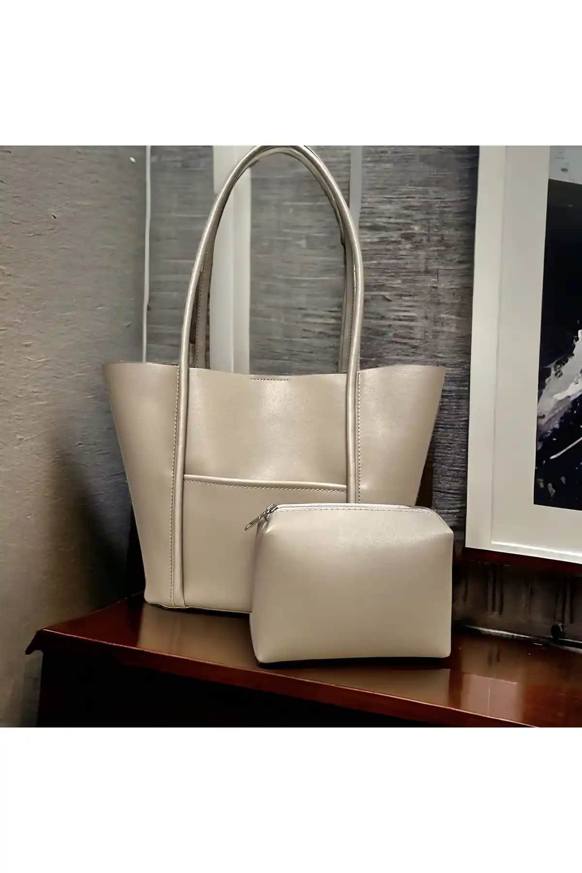 Katusa Kadın Açık Vizon Yavrulu Omuz Çantası Günlük Kullanım İçin Şık ve Dayanıklı