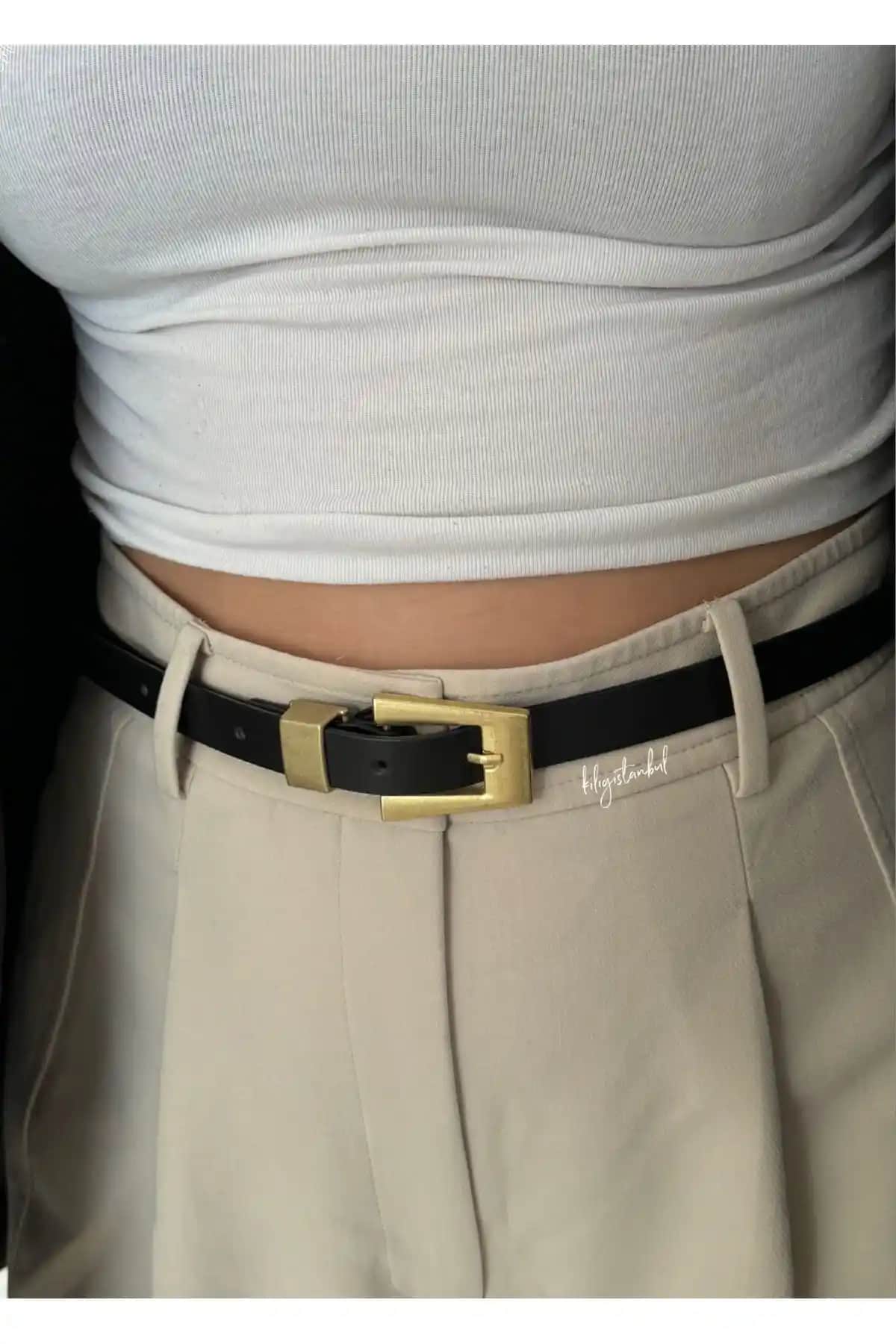 KİLİGİSTANBUL Sandro Eskitme Gold Tokalı Kemer: Şıklık ve Dayanıklılık Sunan Çok Yönlü Aksesuar