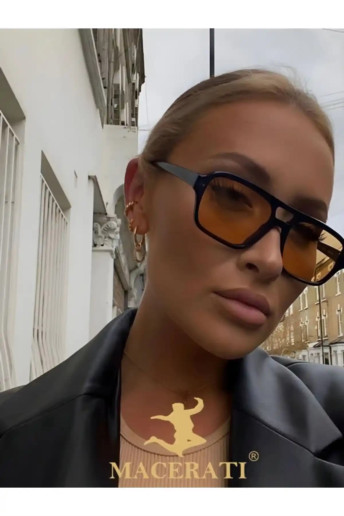 MACERATİ Unisex Turuncu Vintage Kemik Güneş Gözlüğü ile Şıklık ve Koruma Bir Arada