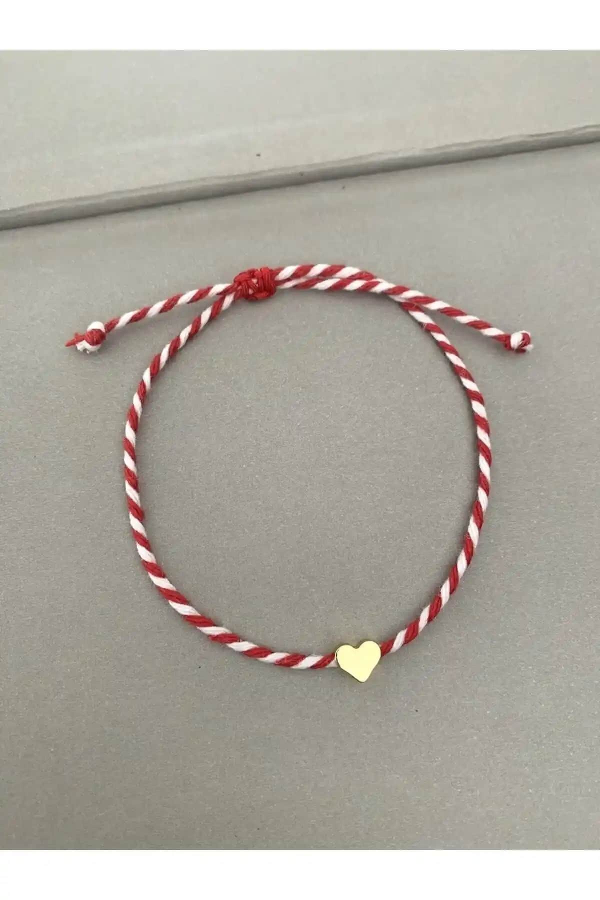 Marteniçka İp Bileklik Kalp Tasarımı Doğal Taş El Yapımı Aksesuar