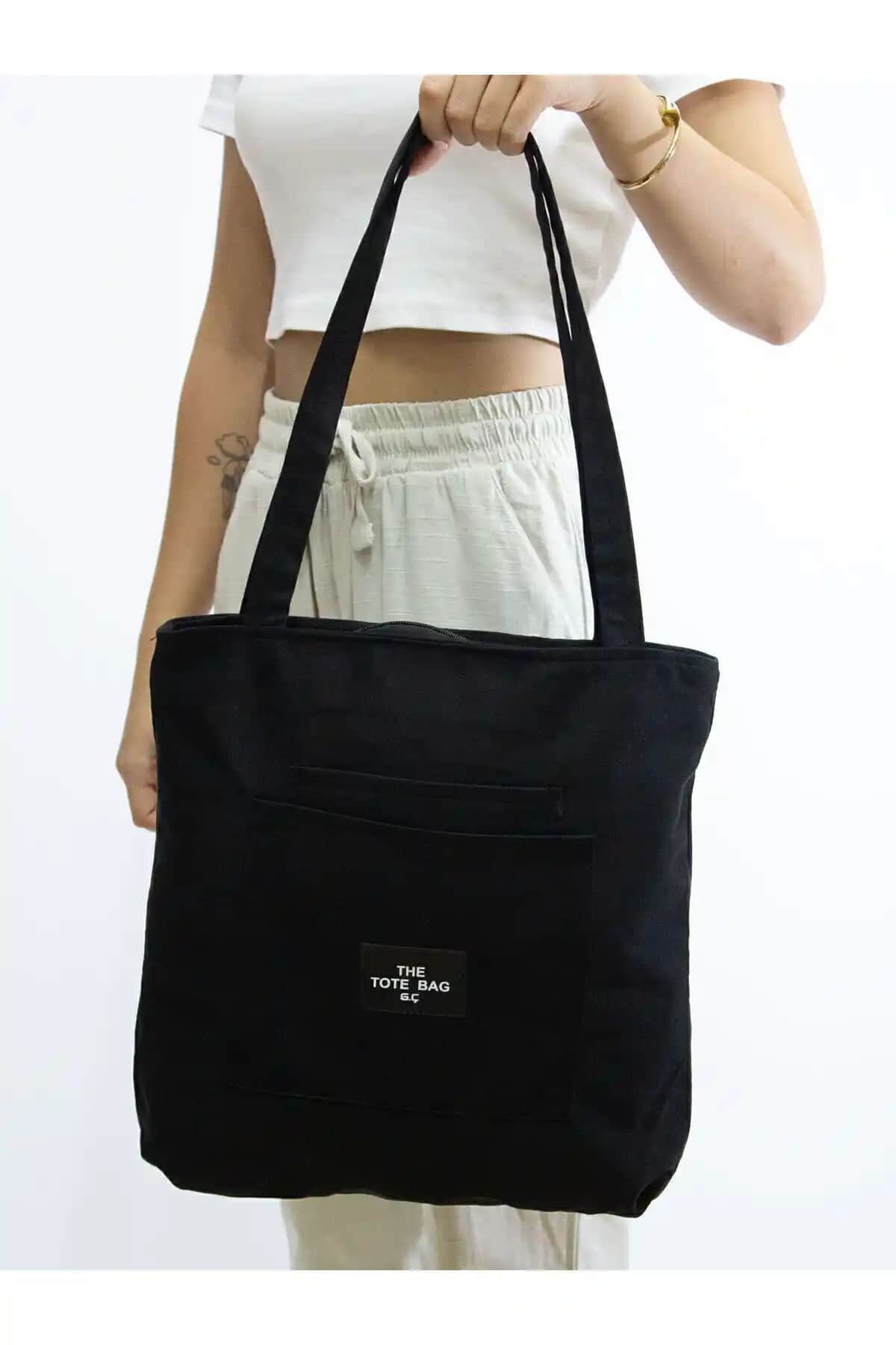 Midlemist Kadın Siyah Su Geçirmez Çok Bölmeli Kanvas Çanta Günlük Kullanım İçin