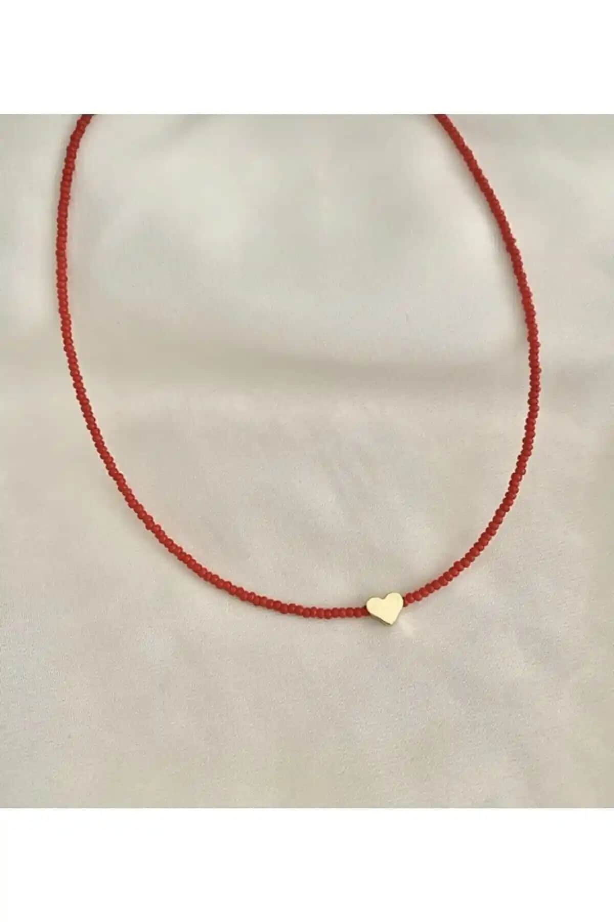 Misto Aksesuar Kalpli Kırmızı Boncuk Kolye: Zarif ve Dayanıklı Kadın Takısı