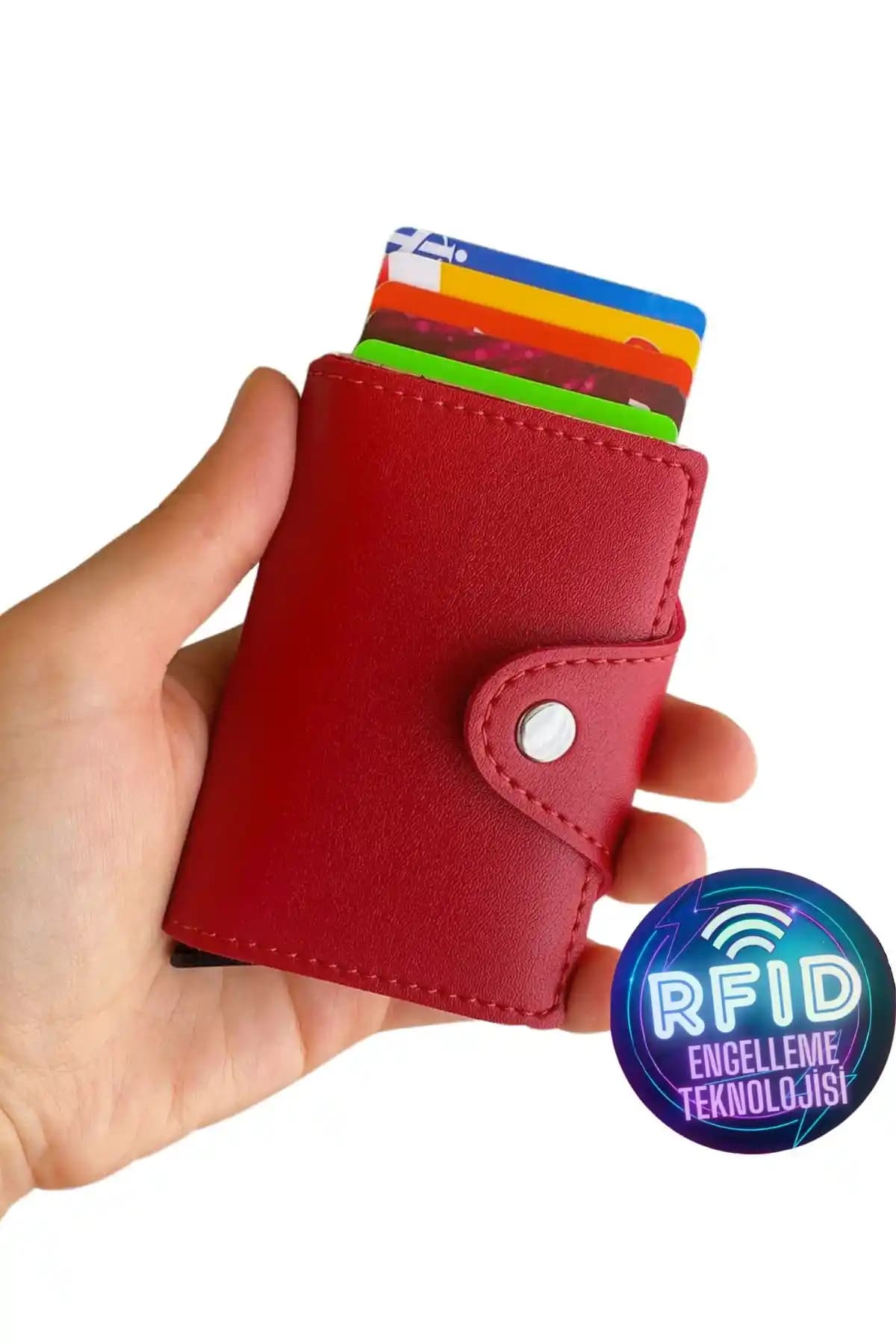 Modica Konk Vegan Deri RFID Korumalı Kadın Cüzdanı Kırmızı, Şık ve Pratik Tasarım