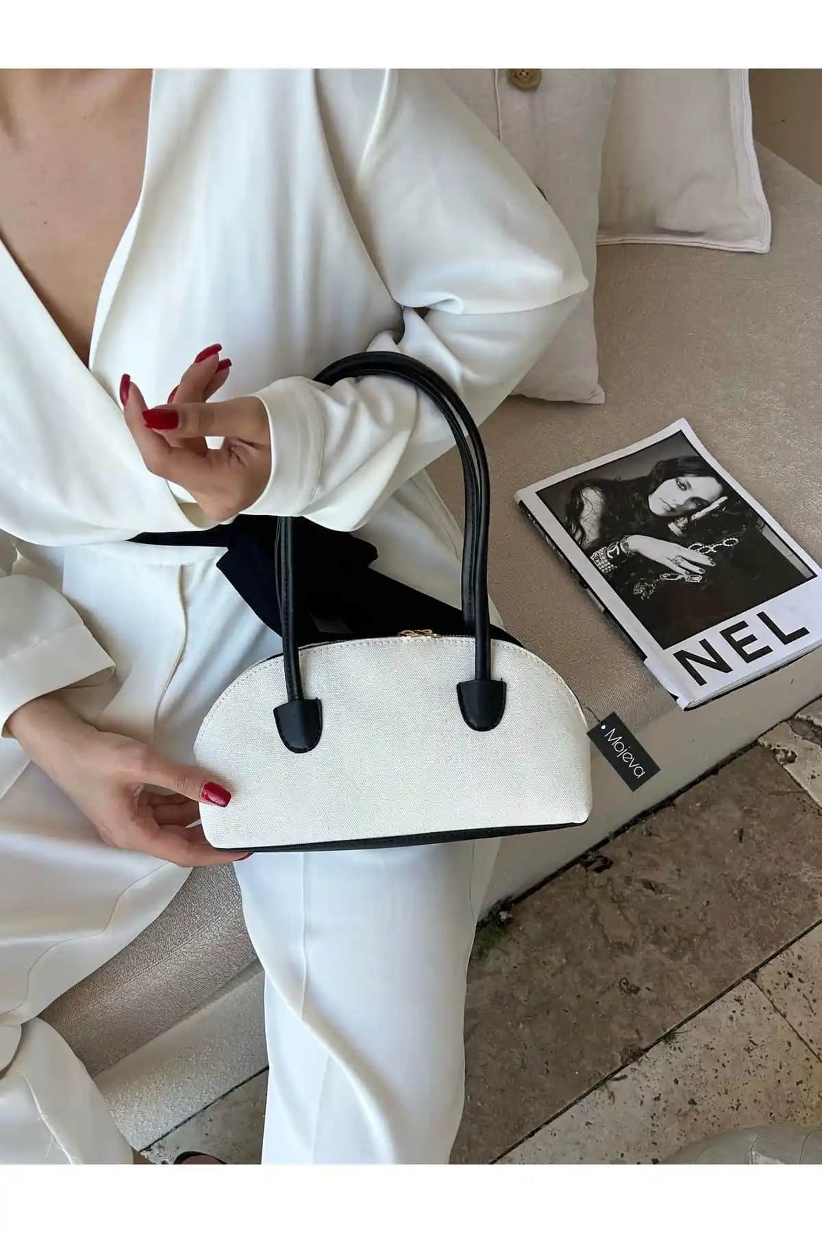Mojeva Uzun Saplı Keten Siyah Kadın Çantası: Şık ve Pratik Günlük Aksesuar