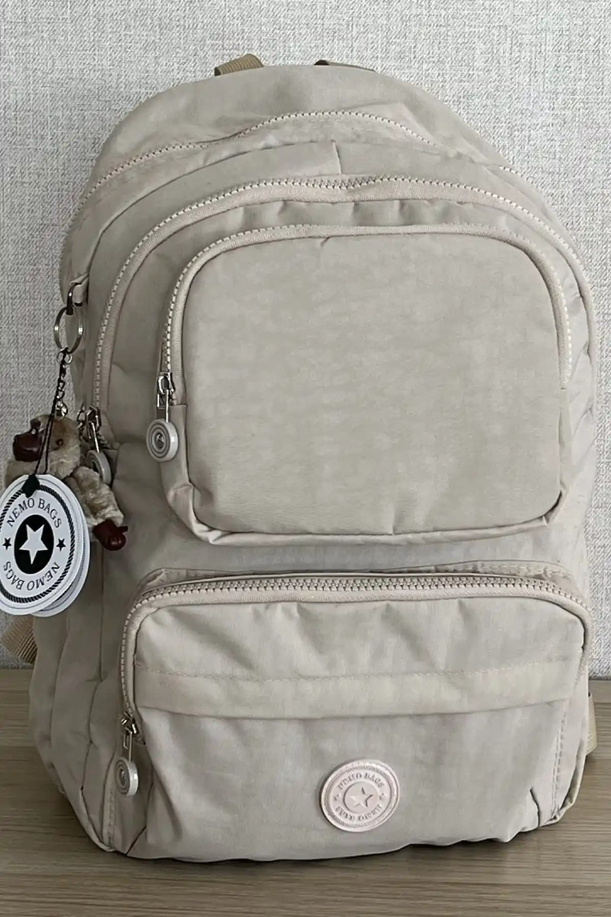 MORCA Fcstore Krinkıl Kumaş Sırt Çantaları Karşılaştırması Bej ve Siyah Modelleri