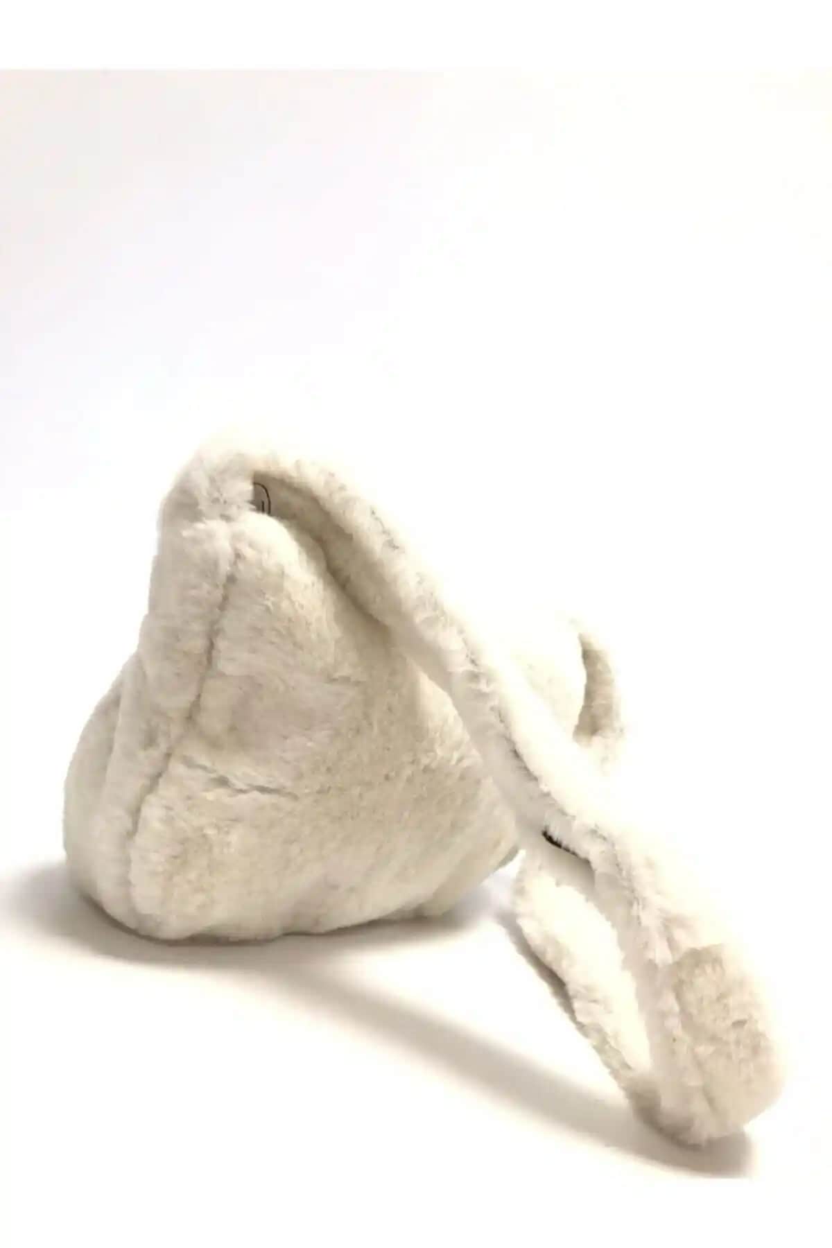 Neem Bag Kadın Beyaz Peluş Salaş Baget El Omuz Çanta - Günlük Kullanım İçin Şık Tasarım