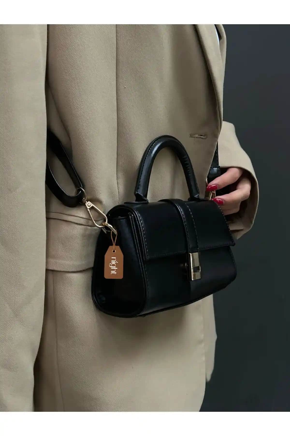 Night Paula Siyah Kadın El ve Omuz Çantası Modern ve Çok Yönlü Tasarım