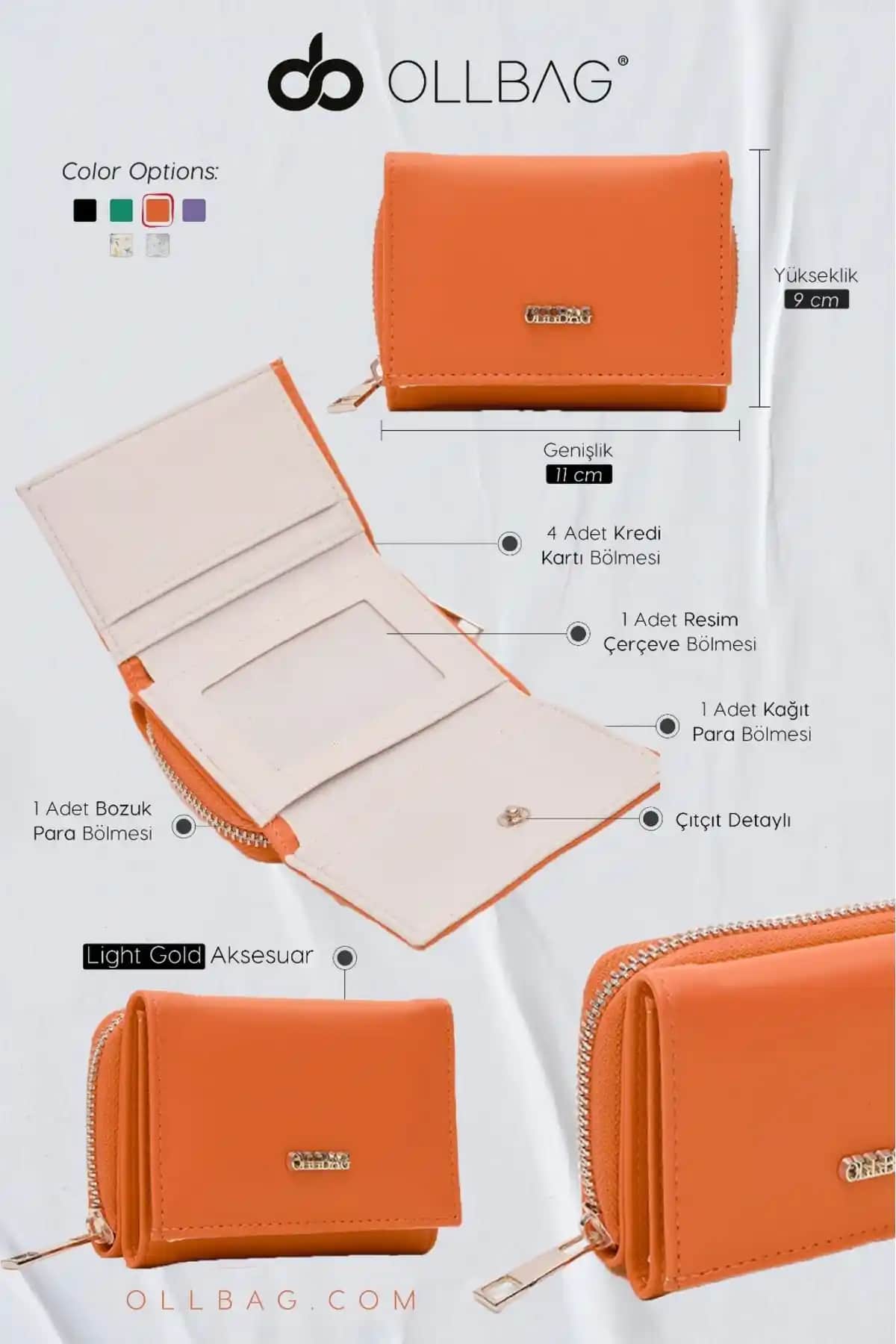 OLL BAG OL-1059 Turuncu Cüzdan: Şık ve Fonksiyonel Günlük Kullanım Aksesuarı