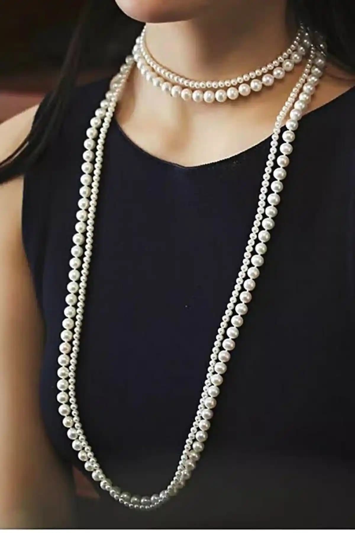 Petek Aksesuar İki Farklı Tarzda İnci Kolye Seti Zarif ve Şık Tasarımlar