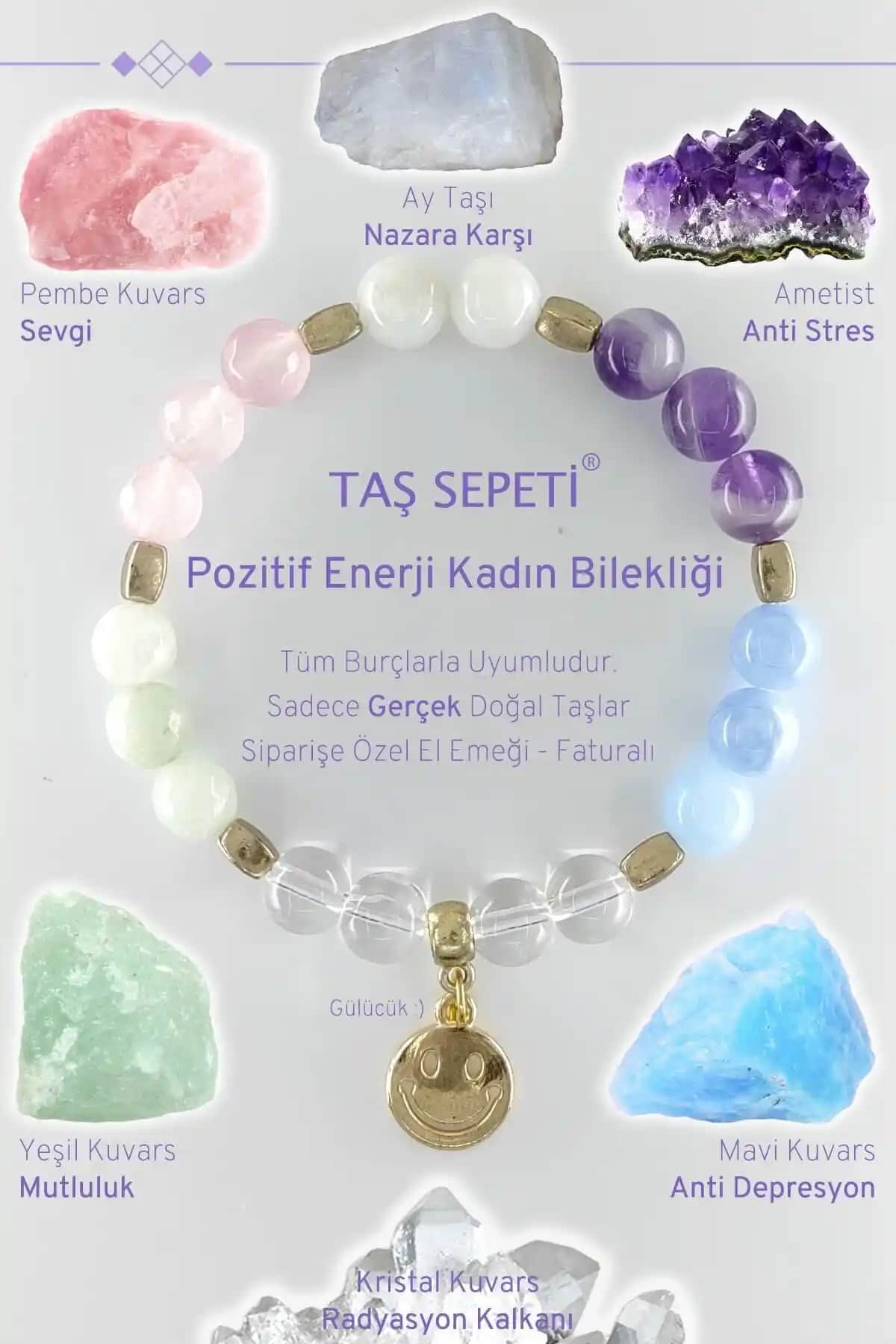 Pozitif Enerji Taşıyan Doğal Taş Kadın Bilekliği - Şık ve Anlamlı Tasarım