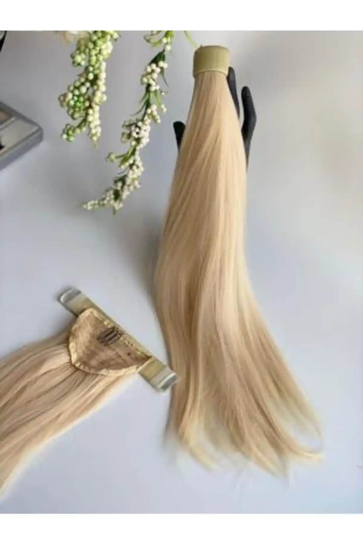 QUEEN AKSESUAR Fiber At Kuyruğu: Dayanıklı, doğal görünümlü ve parlak sarı saç uzantısı