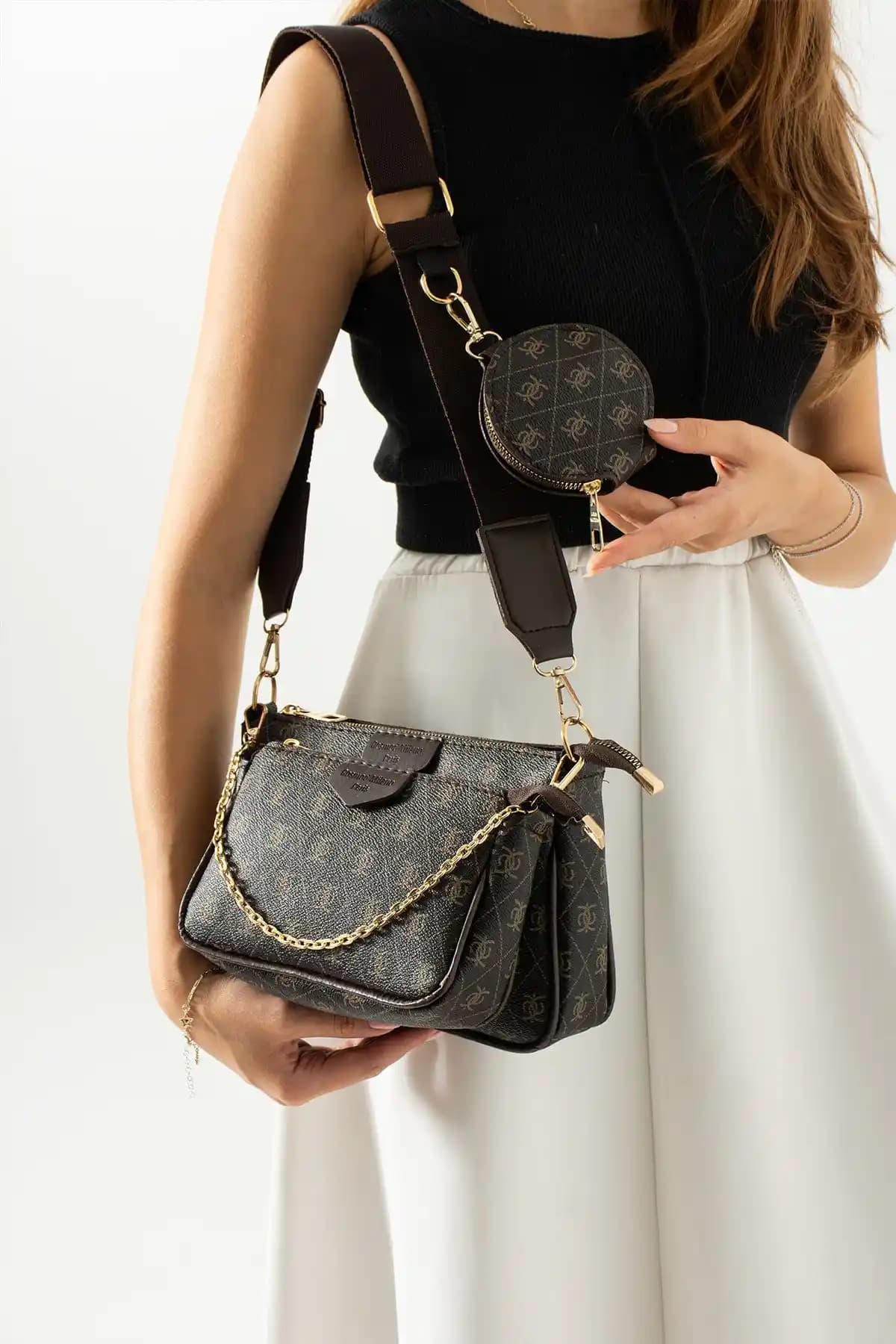 Rosmod Acı Kahve Çanta Seti: Estetik ve Dayanıklı Çok Fonksiyonlu Tasarım