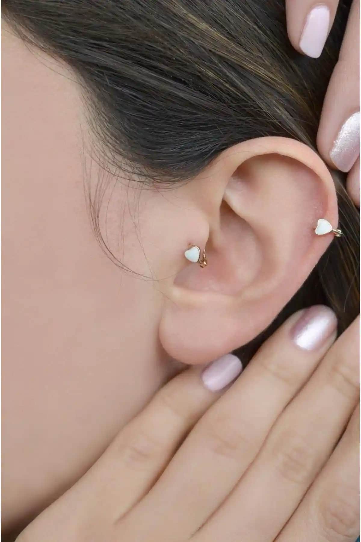 Sacce Scarves&Accessories Beyaz Kalpli Halka Tragus Piercing ve Aksesuarlar
