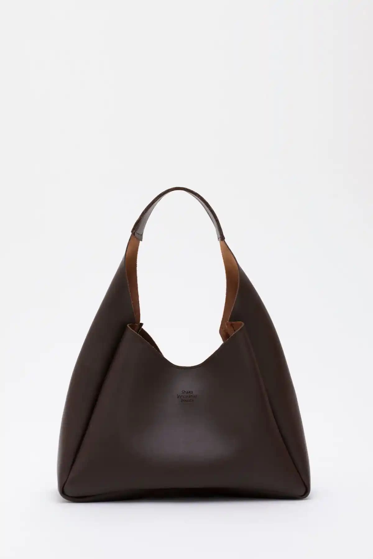 Shaka Kahve Rengi SHK19 Çıtçıt Kapamalı Suni Deri Fermuarlı Makyaj Çantası Günlük Kullanım İçin