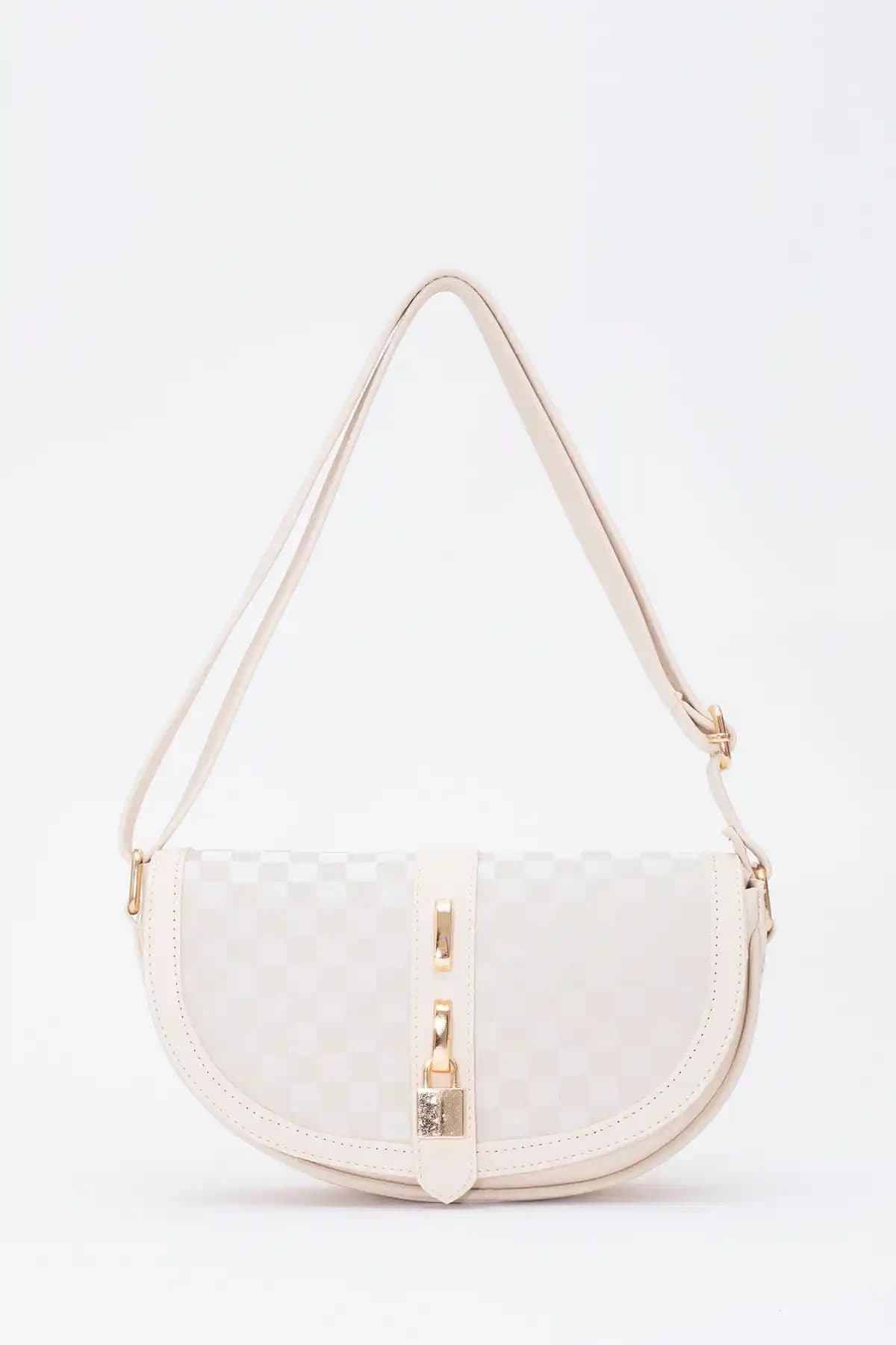 Shaka Kare Desenli Krem Çanta: Modern ve Şık Tasarımıyla Günlük Kullanım İçin Uygun