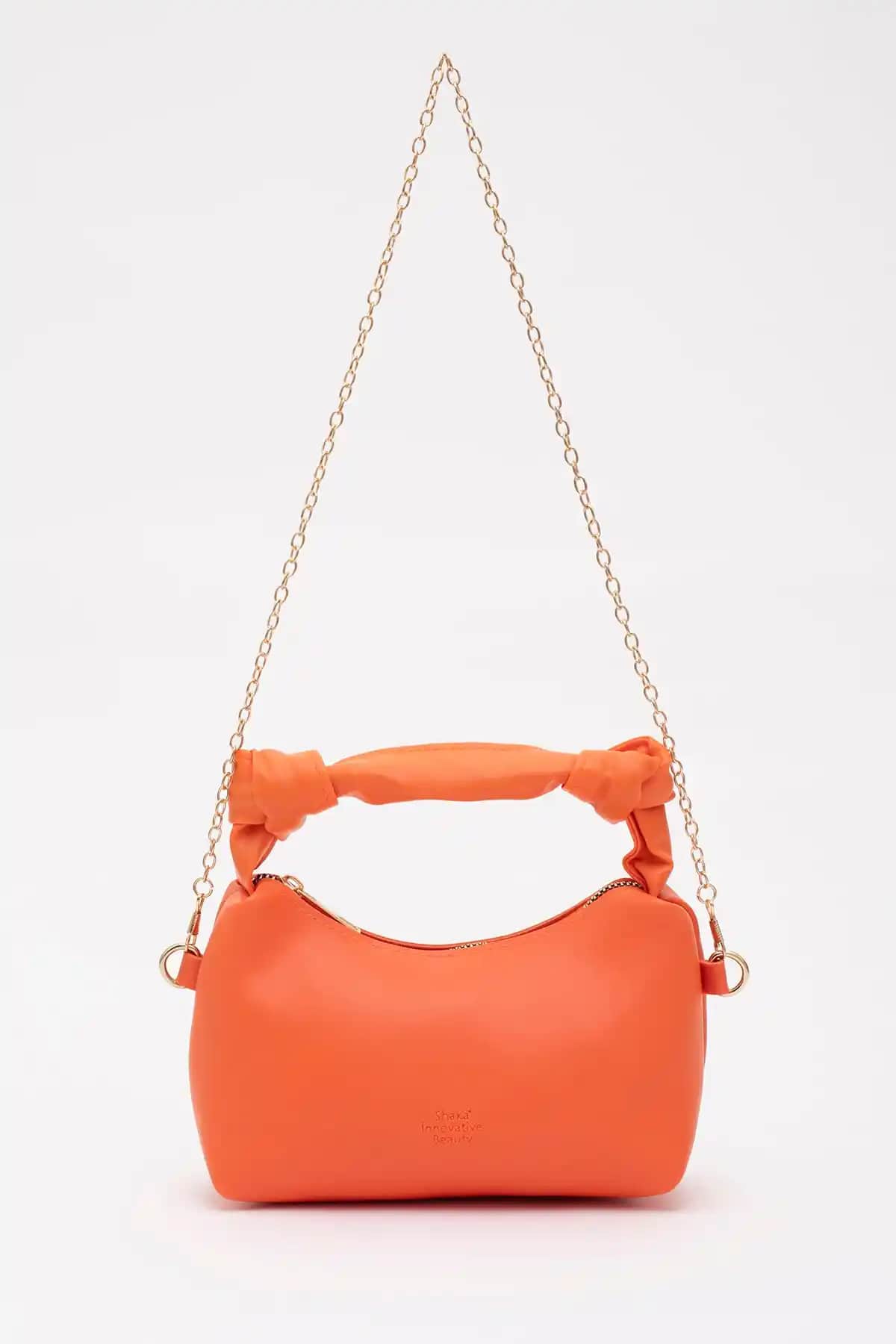 Shaka Turuncu Shk24 Soft Deri Düğüm Detaylı Zincir Askılı Çanta İnceleme ve Özellikleri