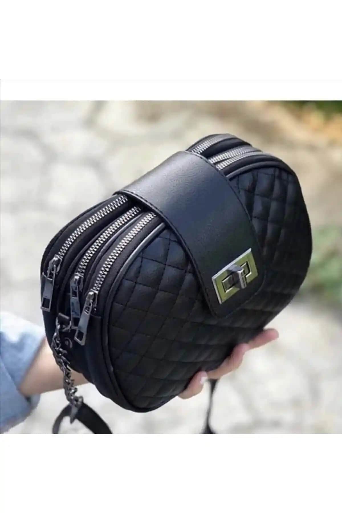 Şık ve Pratik BLUE FASHION Siyah Kapitone Askılı Çanta Günlük ve Gece Kullanımı İçin