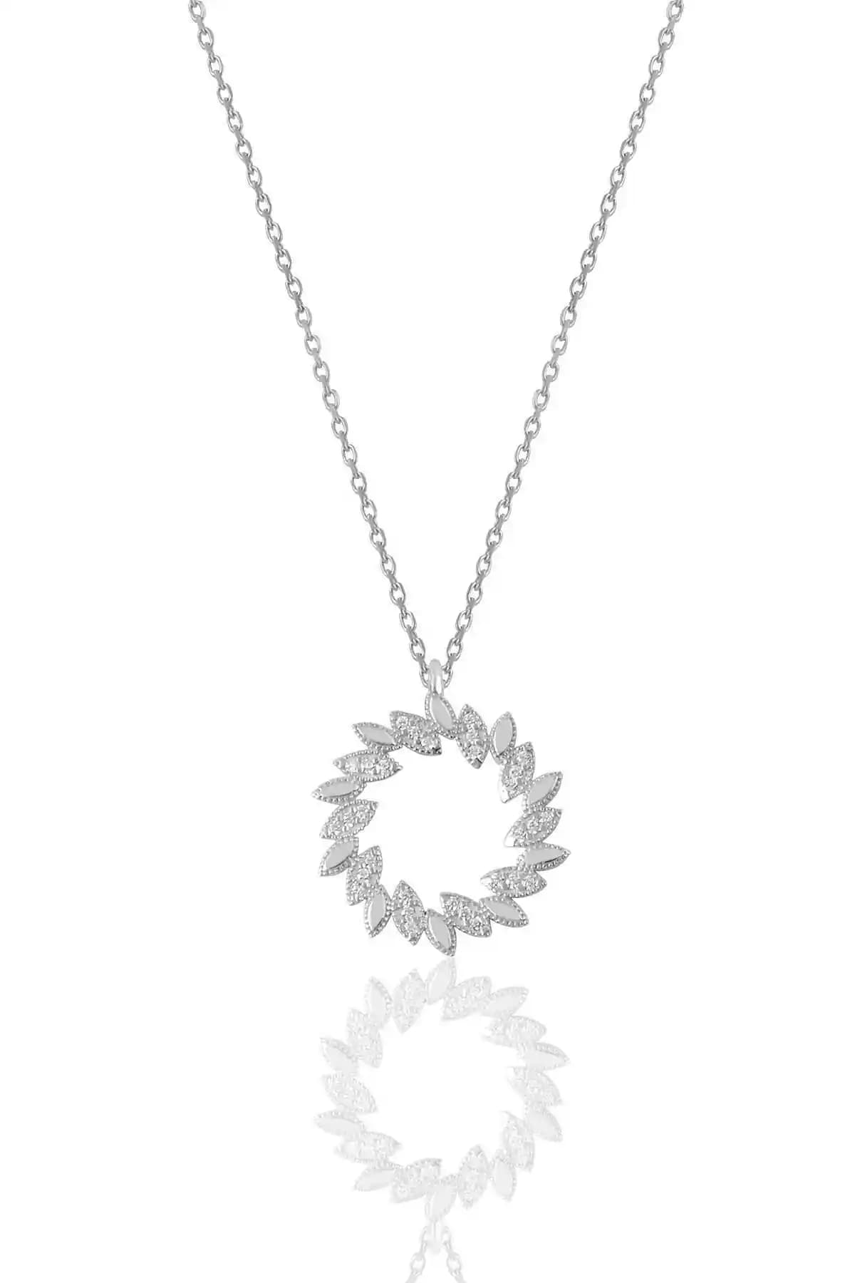 Söğütlü Silver Gü-müş Rodyumlu Zirkon Taşlı Güneş Kolye Sgtl11807rodaj