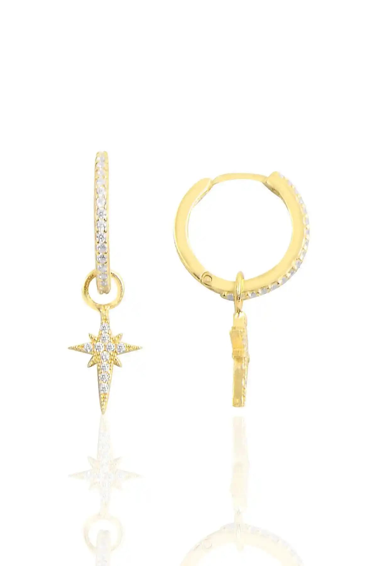 Söğütlü Silver Kutup Yıldızı Zirkon Taşlı Gümüş Halka Küpe - Şıklık ve Dayanıklılık