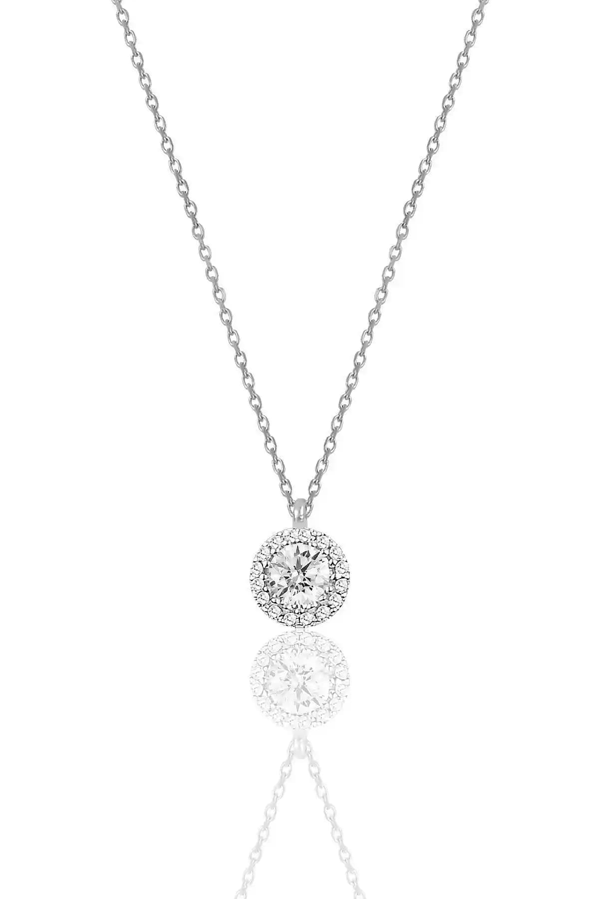 Söğütlü Silver Pırlanta Montürlü Tek Taş Gümüş Kadın Kolyesi Şık ve Dayanıklı Tasarım