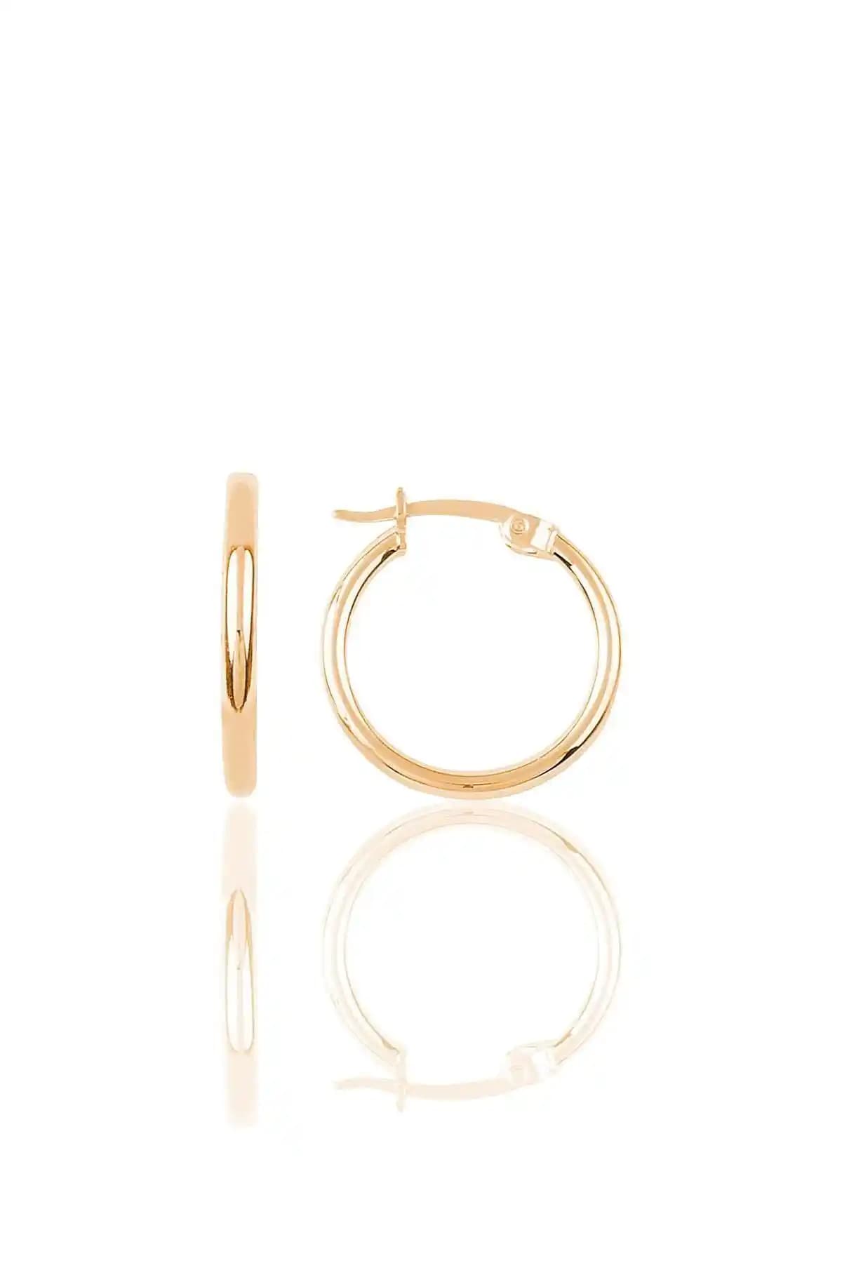 Söğütlü Silver Rose 19 mm Şarnel Halka Gümüş Küpe - Modern ve Şık Tasarım