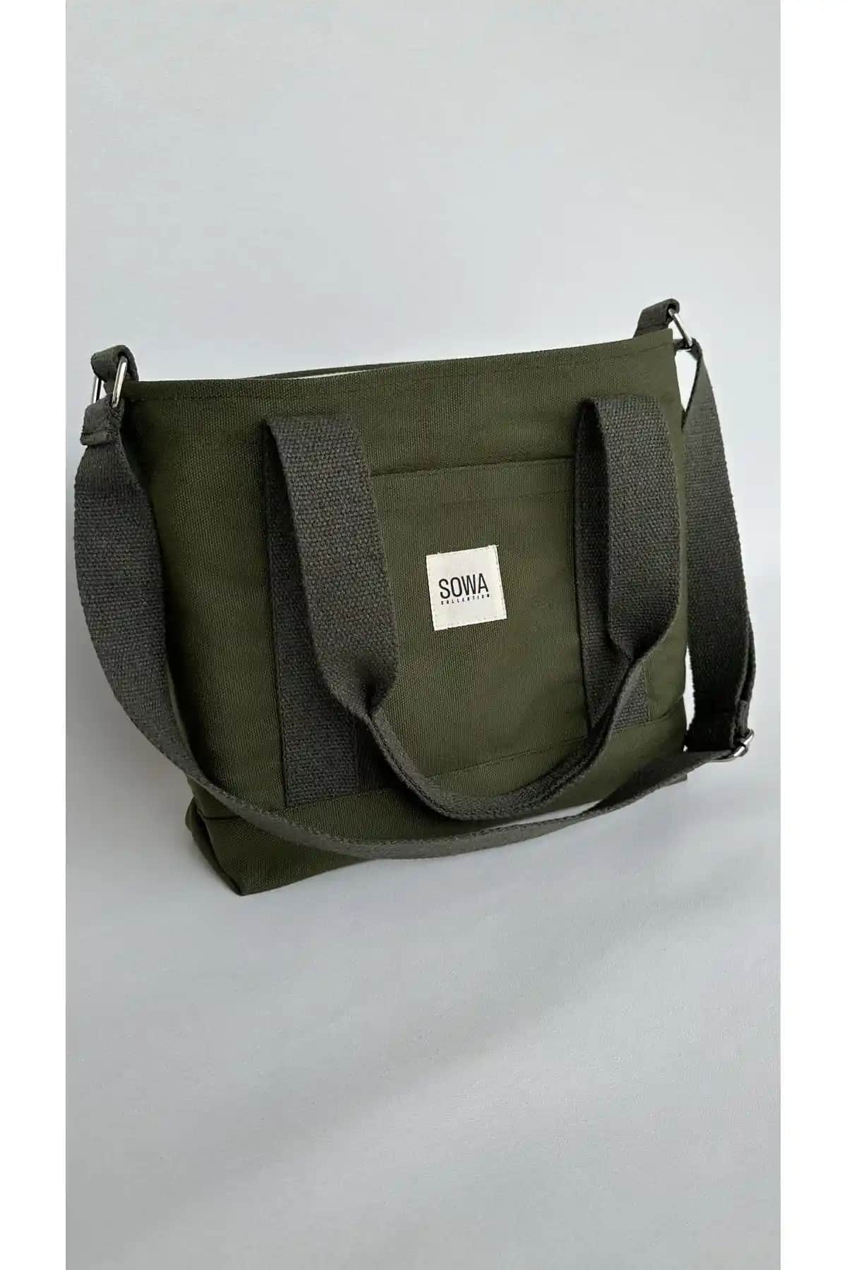 Sowa Collection Kanvas Haki Çıtçıtlı Çanta Günlük Kullanım ve Şıklık İçin Uygun