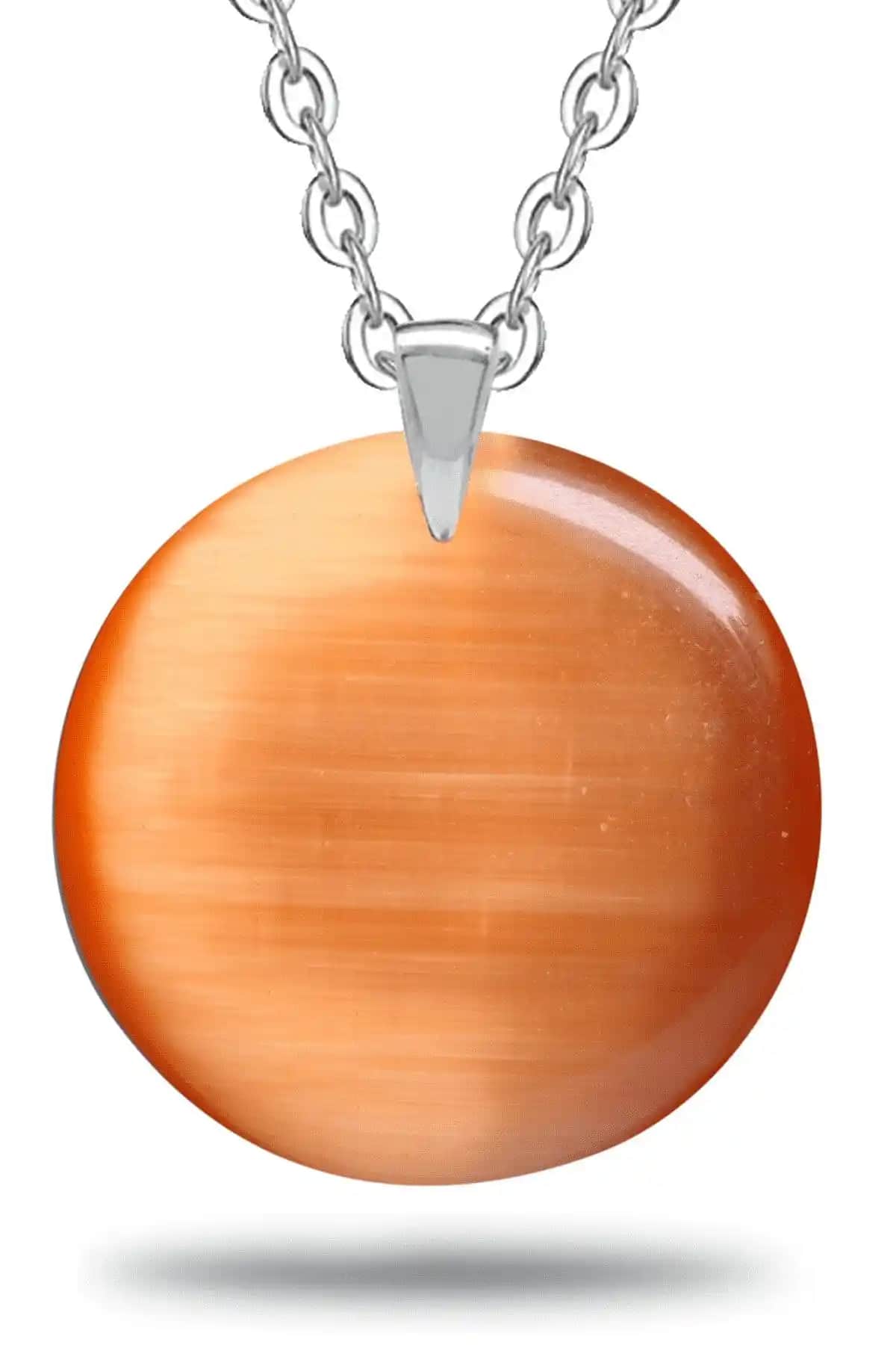 Tesbih Atölyesi Sertifikalı Yuvarlak Doğal Turuncu Akik Taşı Kolye