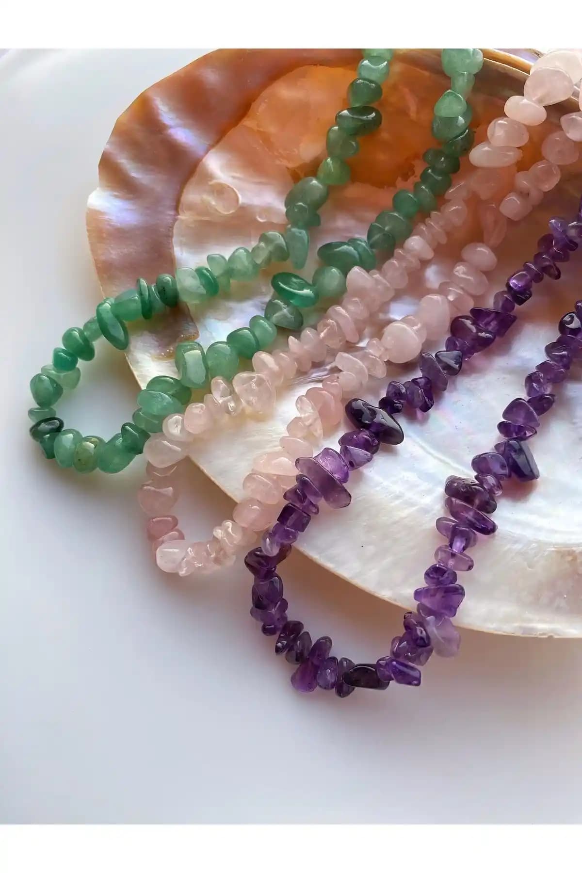 Valioso Joya Doğal Taş Kolye Seti 3’lü Aksesuarlar Şıklık ve Doğallığın Buluşması