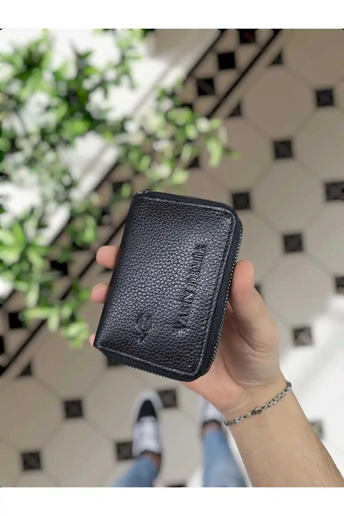 VİSSO 661 Gerçek Deri Fermuarlı Akordiyon Kartlık Modeli Günlük Kullanım İçin Uygun