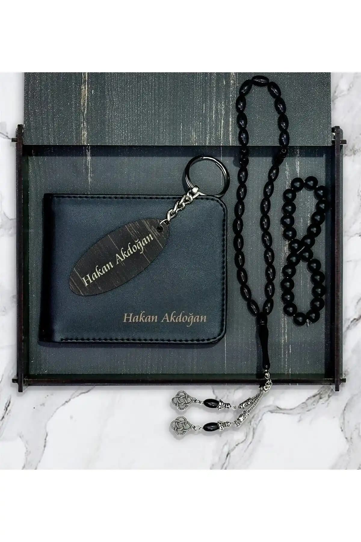 Yaprak Hediyelik Kişiye Özel Ahşap Kutusunda Çeşitli Takım ve Aksesuar Seti