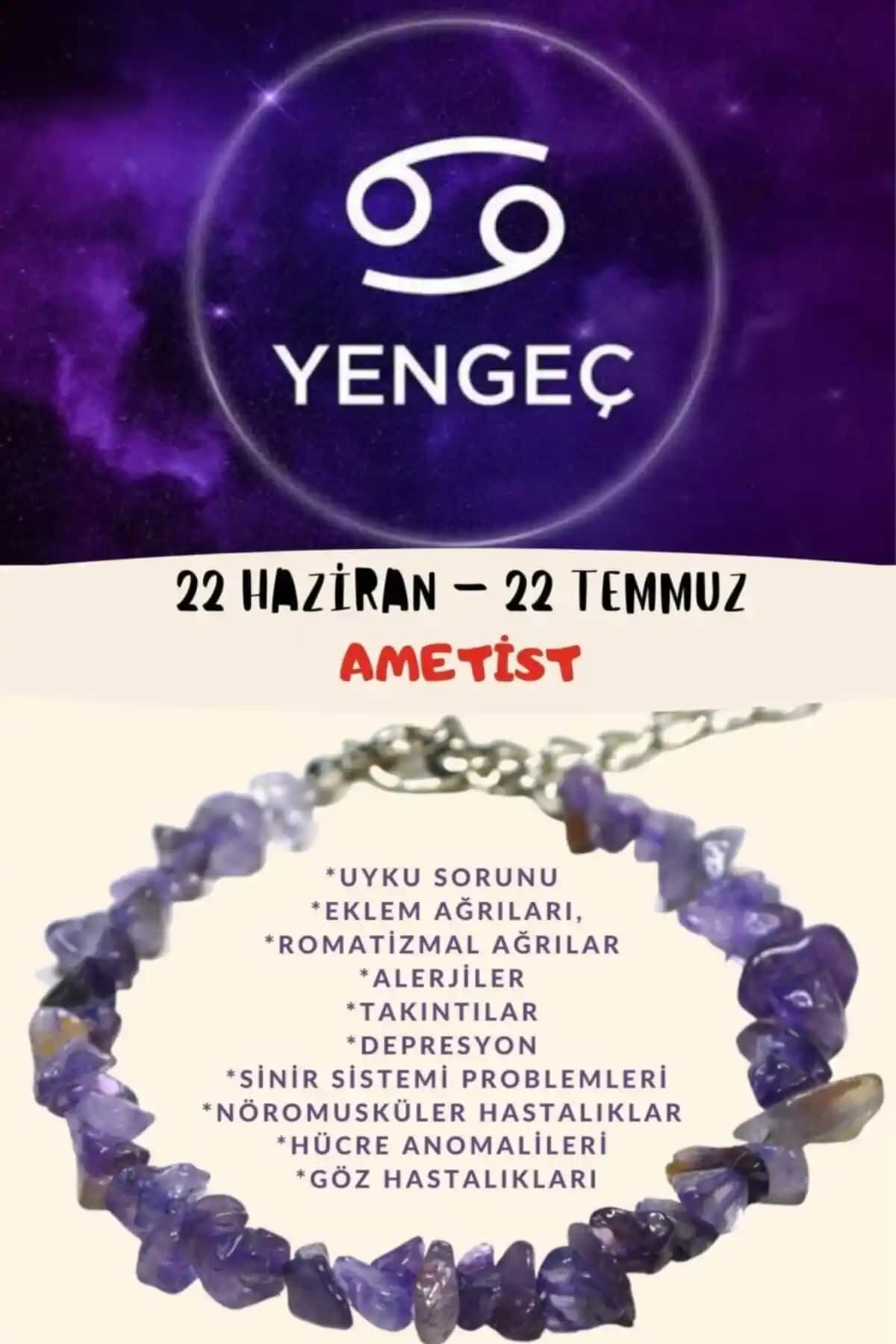 Yengeç Burcu Ametist Bileklik: Doğal Taş ve Gümüş Kaplama ile Şıklık ve Enerji Dengelemesi