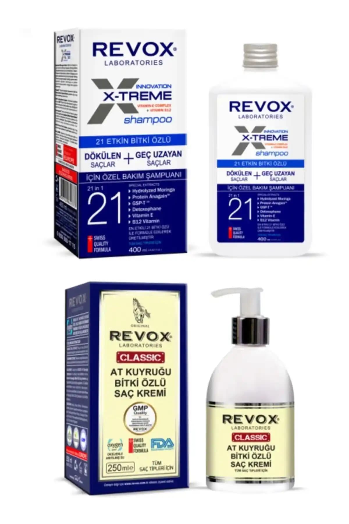 Revox Unisex X Treme Saç Dökülmesi için Etkili Bakım Şampuanı ve Kremi