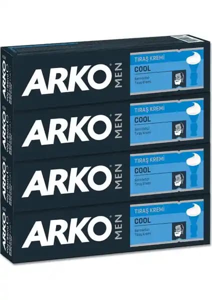Arko Men Cool Tıraş Kremi 4x90 gr Erkekler İçin Serinletici ve Yumuşatıcı Tıraş Kremi