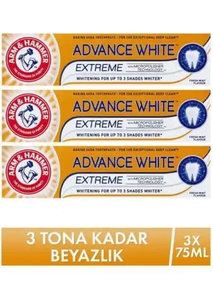 Arm & Hammer Advance White Beyazlatıcı Diş Macunu 75ml 3'lü Paket Gündelik Kullanım İçin