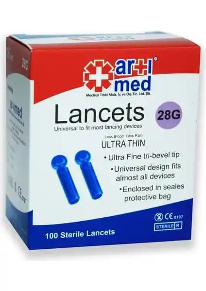 Artımed Lancet 28G Ultra İnce Enjeksiyon İğnesi 100 Adet Güvenli ve Konforlu Kullanım