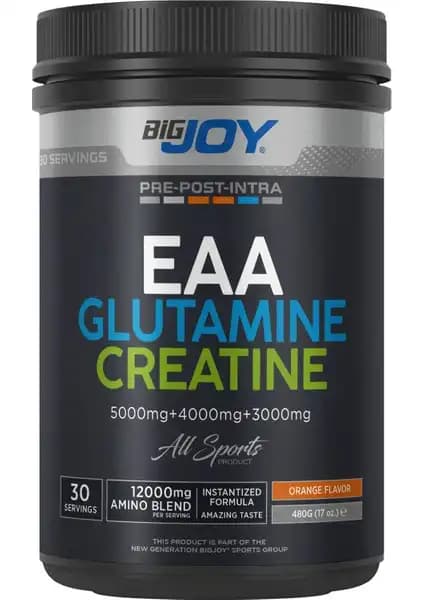 BigJoy Spor Takviyesi EAA Glutamin Kreatin Portakal Aroması 480g Performans ve Kas Gelişimini Destekler