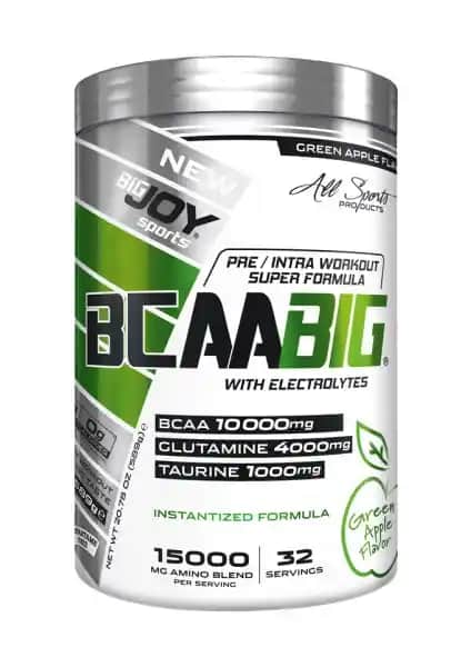 Bigjoy Sports BCAA Glutamin Taurin ve Yeşil Elma Aromasıyla Spor Performansını Destekleyen Takviye Ürünü