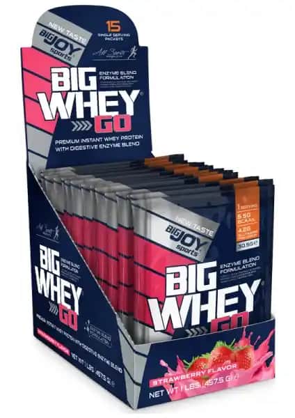 Bigjoy Sports Big Whey Go Çilek Aromalı Whey Protein Tozu 457g Sporcu ve Sağlıklı Yaşam için