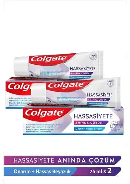 Colgate Hassasiyete Anında Çözüm: Hassas Dişler İçin Güçlü ve Nazik Onarım ve Beyazlık Macunu