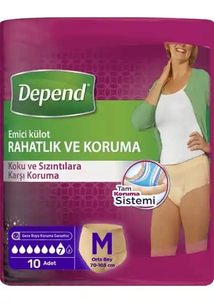 Depend Emici Külot Lohusa Pedi 10 Adet M Beden Güvenli ve Konforlu Kullanım için