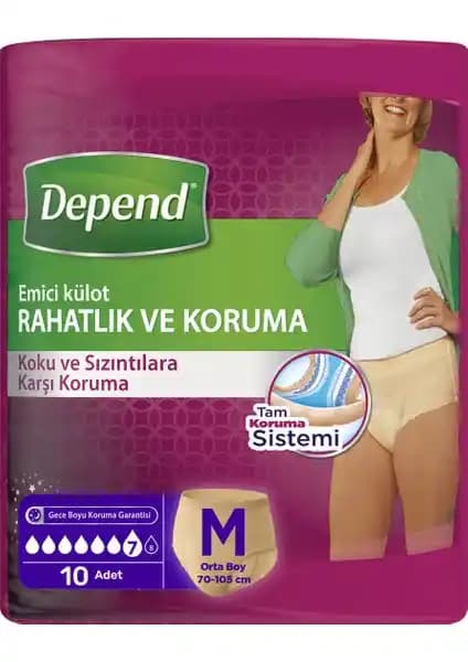 Depend Emici Külot Lohusa Pedi 10 Adet M Beden Güvenli ve Konforlu Kullanım için