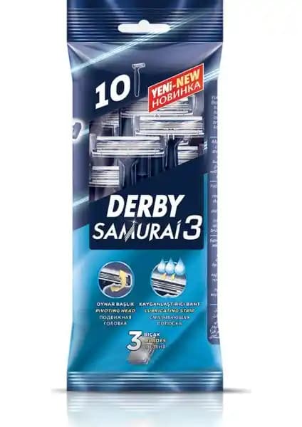 Derby Samurai Klasik 3 10'lu Poşet: Günlük Bakım ve Seyahat İçin Pratik Tıraş Çözümü
