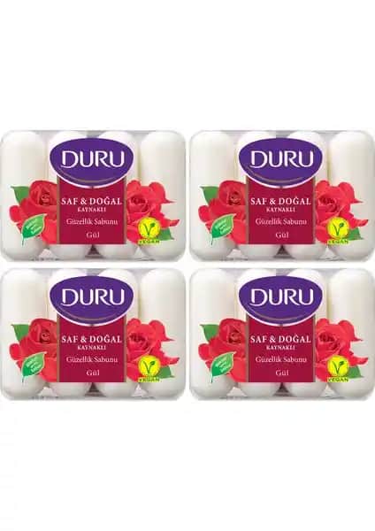 Duru Saf & Doğal Kaynaklı Gül Sabunu 16'lı Paket Doğal İçeriklerle Güçlü Temizlik ve Cilt Bakımı